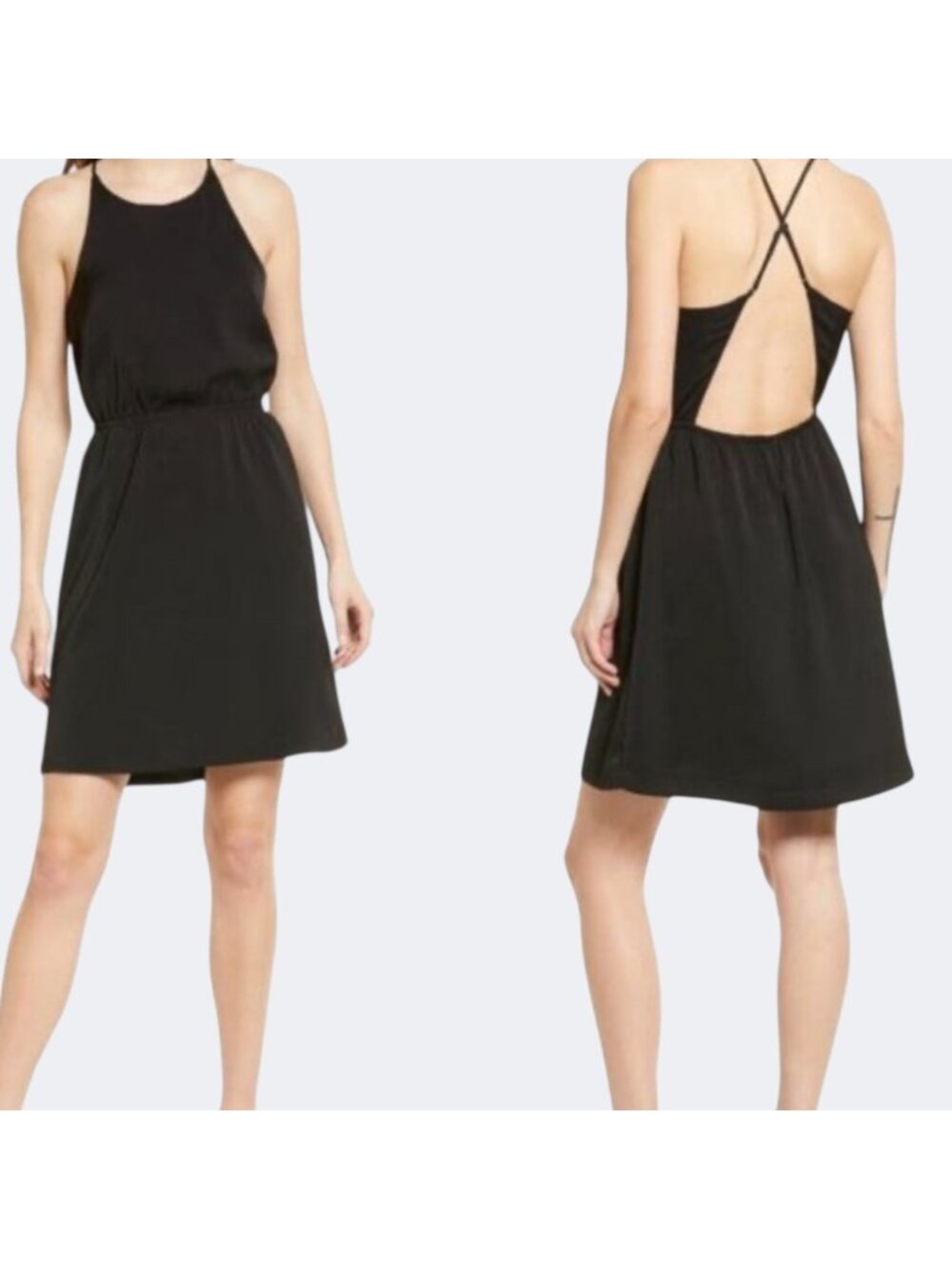 Melrose and Market Black Strappy Backless Dress Small NWT party fun wedding
